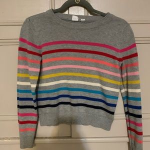 Gray rainbow striped thin sweater/LS shirt.
